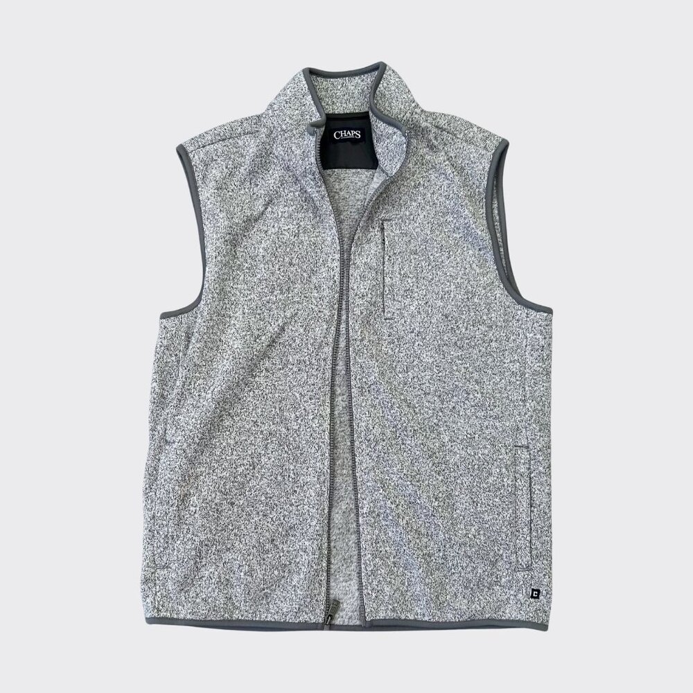 Chaps Men’s Fleece Vest NWOT Gray Size L Full Zip 3 Pocket